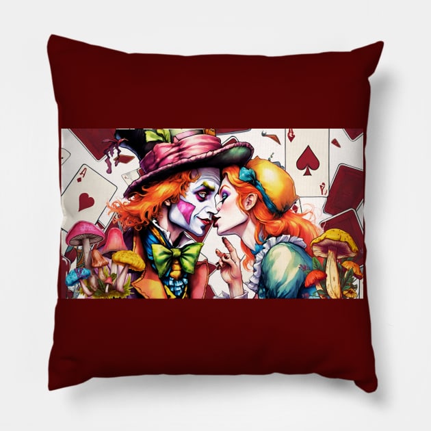 Mad Hatter kisses Alice Pillow by Viper Unconvetional Concept