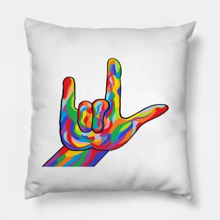 American Sign Language I Love You Bold Color Pillow