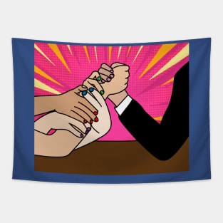 Funny Colorful Arm Wrestling Tapestry