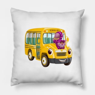 Cat Waiting for School Bus Children Pillow