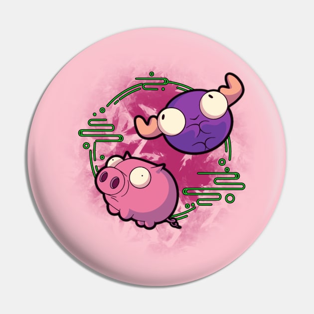 Invader Zim Pig and Mini Moose Pin by Wubble