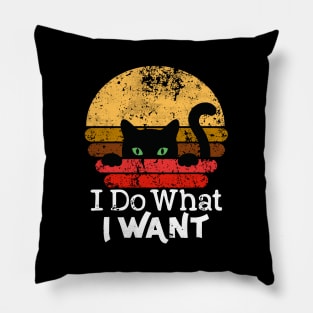 I Do What I Want Cat Vintage Kitty Lover Gift Funny Black Cat Pillow