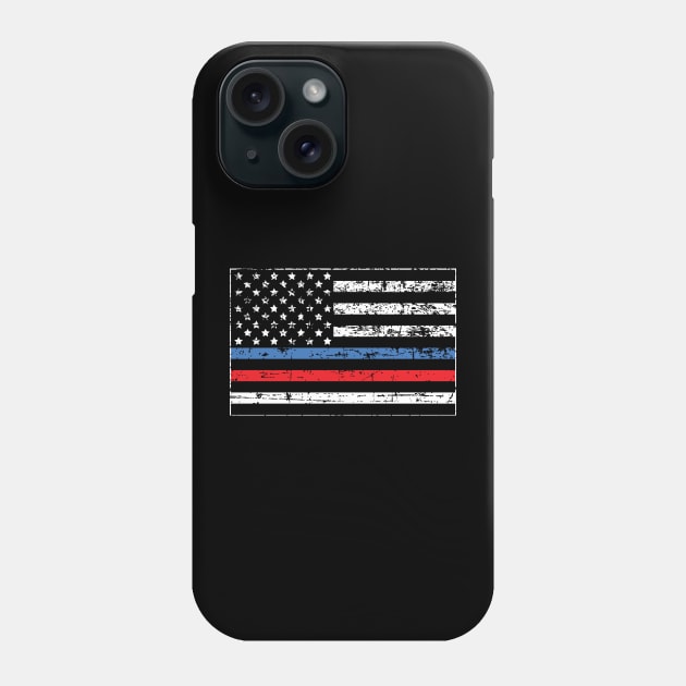 Thin Blue-Red Line Distressed American Flag Phone Case by YouthfulGeezer