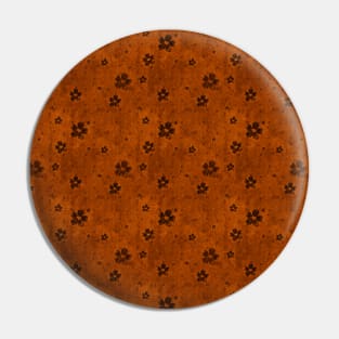 Burnt Orange Grunge Flowers and Hearts Pattern Gifts Pin