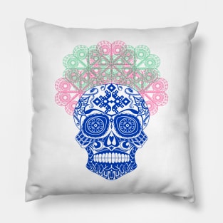 blue catrina calavera ecopop Pillow