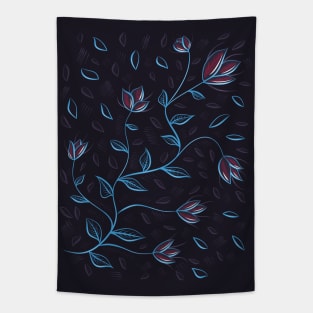 Glowing Abstract Flowers Tapestry