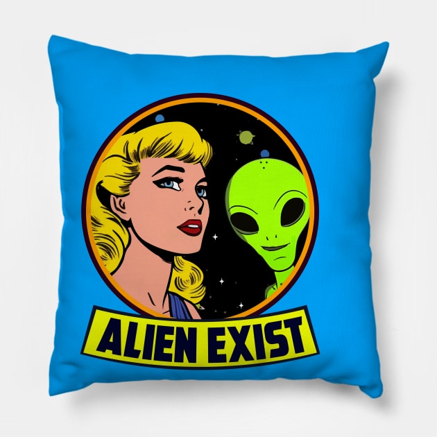 ALIEN EXIST Pillow by theanomalius_merch