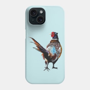 Ardler the Pheasant on blue background Phone Case