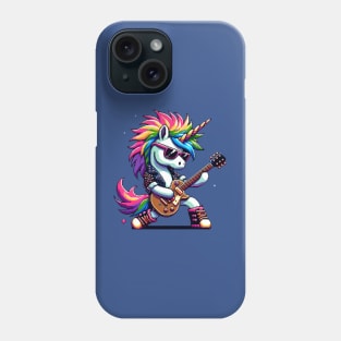 Pixel Rock Unicorn - Punk Style Electric Guitarist Phone Case