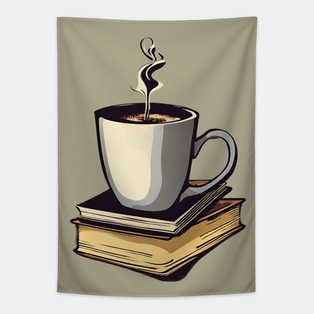 Coffee Cup and Books Tapestry by FarmOfCuties