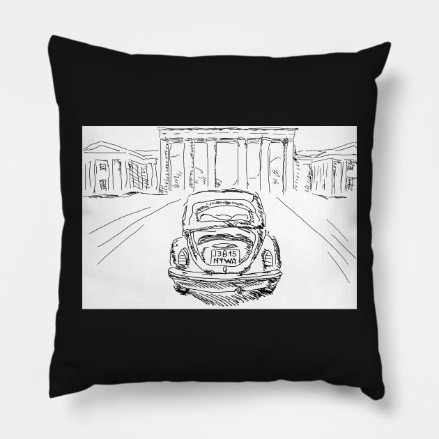 Classic car drawing Pillow by NYWA-ART-PROJECT