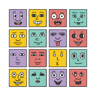 Square Funny Faces T-Shirt