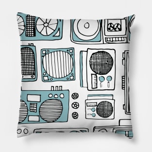 Boomboxes (Black and Mint Green Ink) Pillow