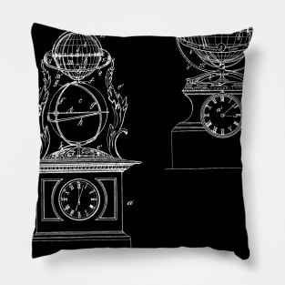 geographical clock Vintage Patent Hand Drawing Pillow