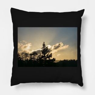 Backlit forest silhouette Pillow