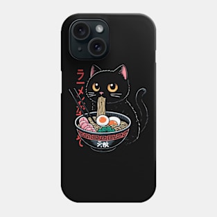 Black Cat Art With Ramen Phone Case