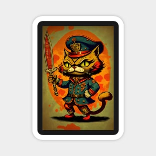 Cat in Uniform with Sword Magnet