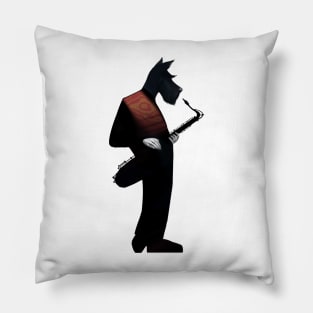 Red Scottish Terrier Saxophonist Pillow