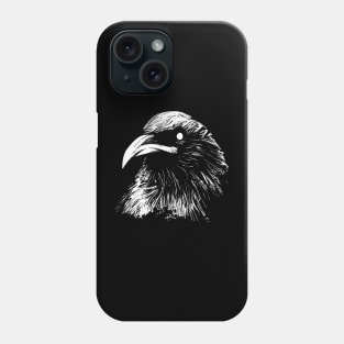 Mystic Avian: White Lines Crow Head Design Phone Case