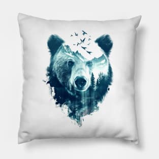 Bear Double Exposure Pillow