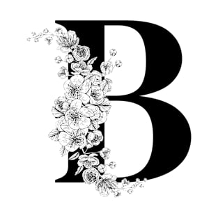 B alphabet Botanical cherry blossom sakura flowers T-Shirt