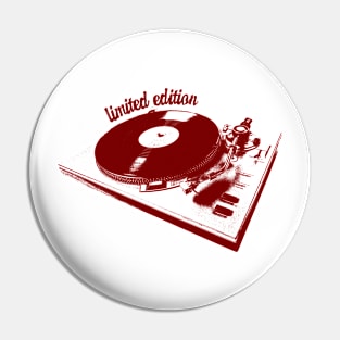 Red Turntable And Vinyl Record Illustration Pin