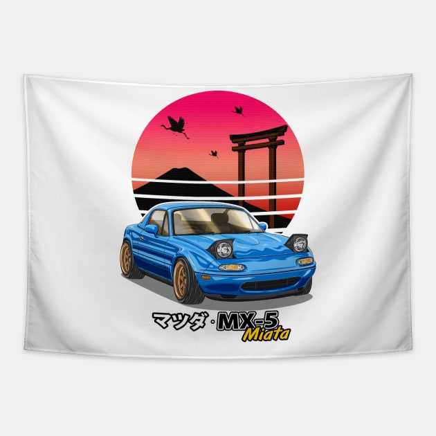 Blue MX5 Miata JDM Legend Tapestry by Guyvit