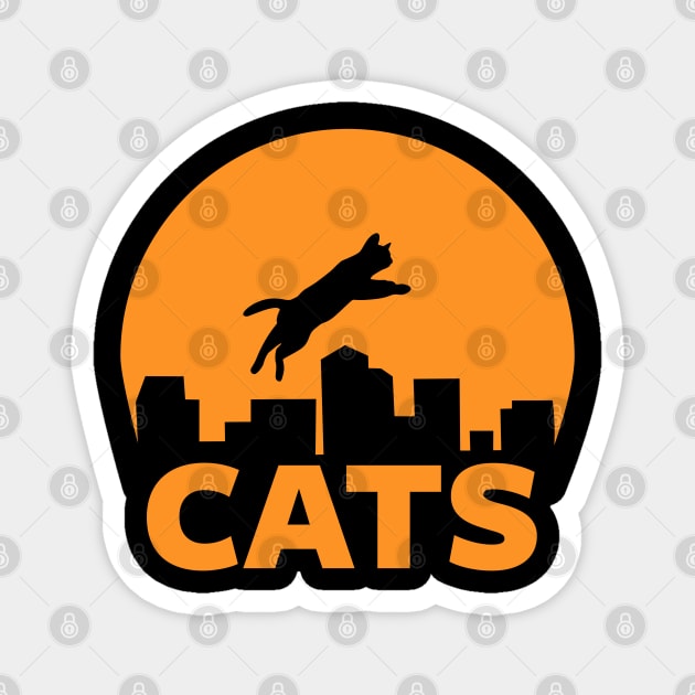 CAT JUMPING IN THE CITY Magnet by beanbeardy