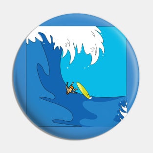 falling surfer in big wave Pin