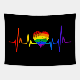Lovely Lgbt Gay Pride Heartbeat Lesbian Gays Love Tapestry