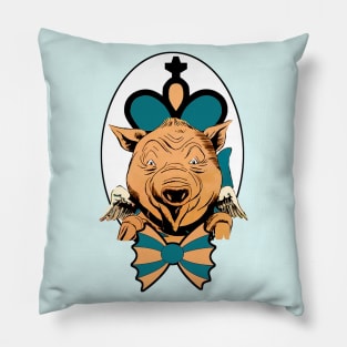 Holy pig with a tie, wings and cross Pillow