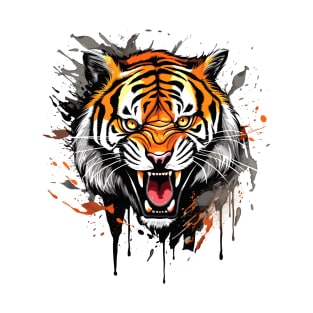 Graphic background, Tiger Tattoo Illustration of Power T-Shirt