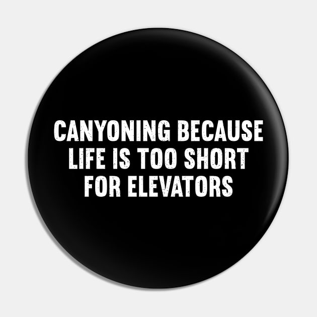 Canyoning Because Life is Too Short for Elevators Pin by trendynoize