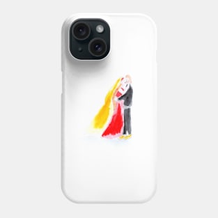 Valentine's Day, wedding, kiss, bride and groom, couple, love, pair, illustration, watercolor, Phone Case