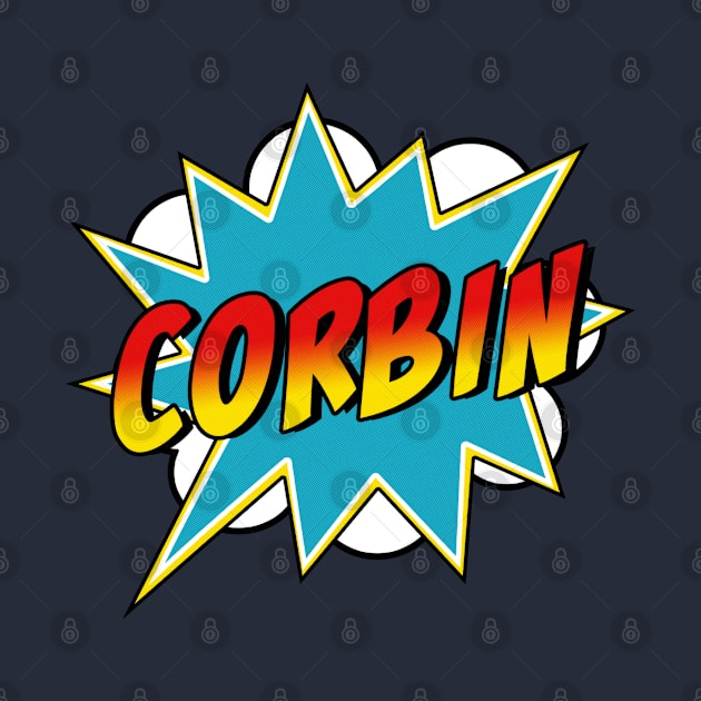 Boys Corbin Name Superhero Comic Book by Rixta Tees