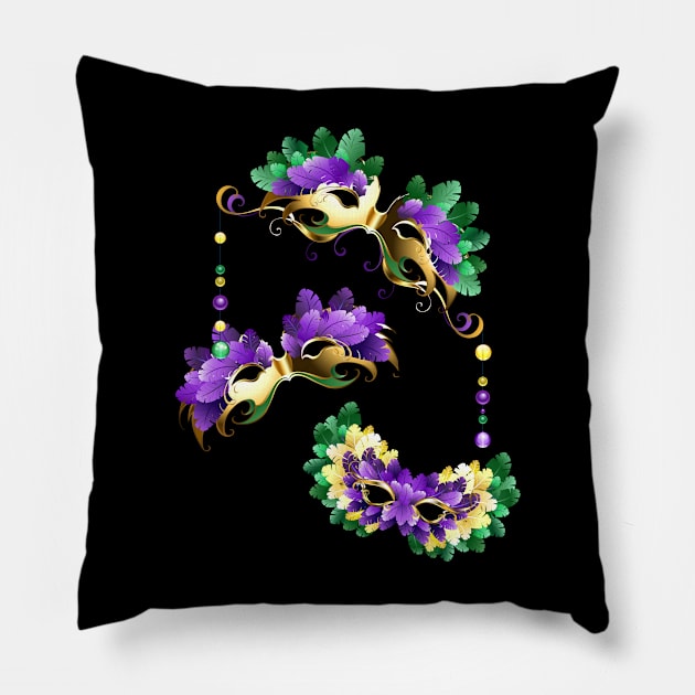 Three Mardi gras masks Pillow by Blackmoon9