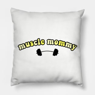 muscle mommy yellow Pillow