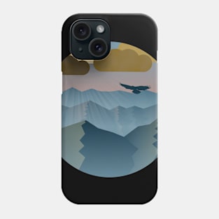 Mountainous landscape with a hawk Phone Case