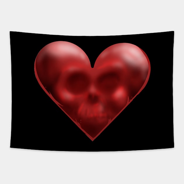 Heart Skull Tapestry by SilverBaX