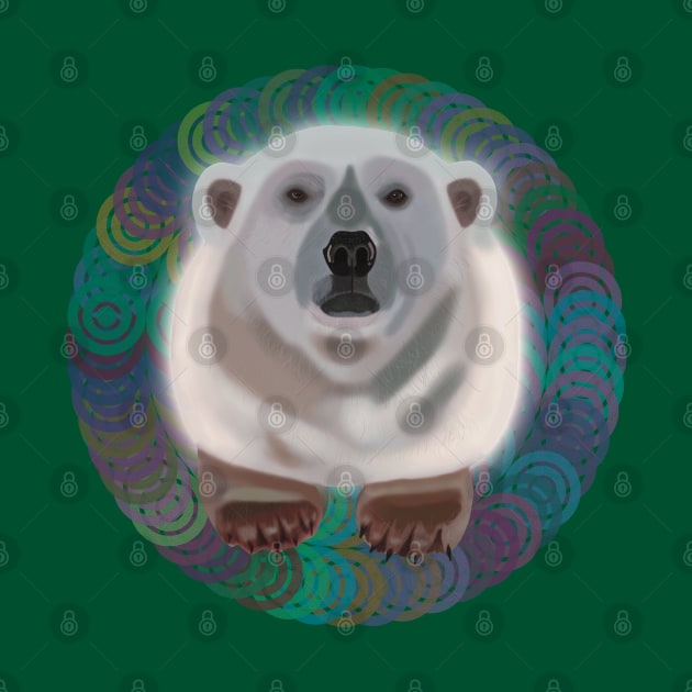 Polar Bear on rainbow circular pattern by KateVanFloof