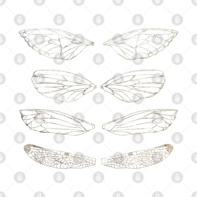 Insect Wings Silver - Butterfly, Moth, Cicada, and Dragonfly by catherold