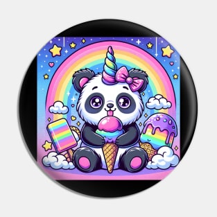 Unicorn Panda Eating Ice Cream Pin