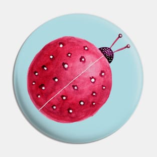 Pretty Spherical Abstract Watercolor Ladybug Pin