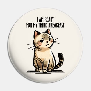 I'm Ready For My Third Breakfast Funny Cat Pin