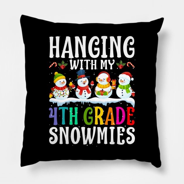 Hanging With My 4Th Grade Snowmies Teacher Christm Pillow by intelus