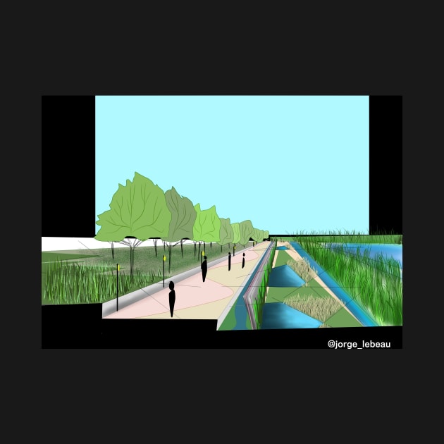 wetland urban park sketch by jorge_lebeau