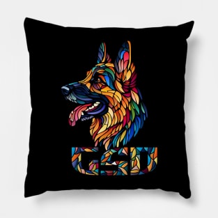 German Shepherd - Colorful Mosaic Art Pillow