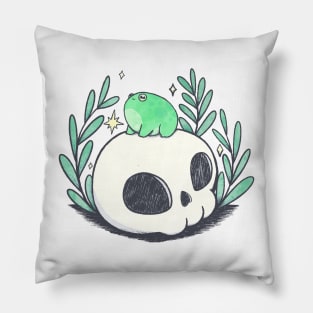 Frog on a skull Pillow