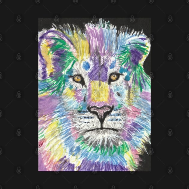 Colorful abstract lion face art by SamsArtworks