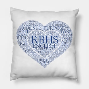 RBHS English Love Blue Text Pillow